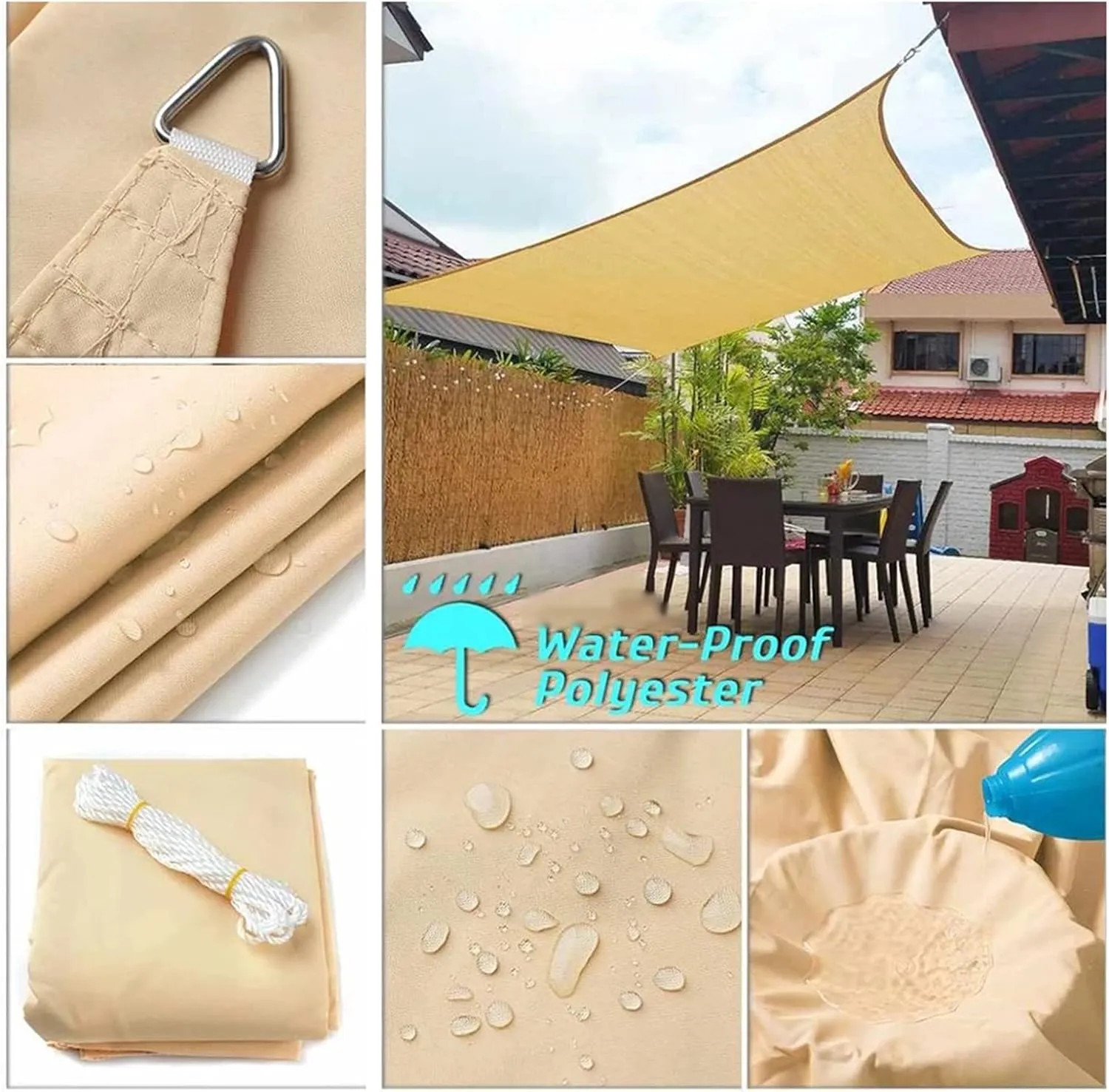 Sunscreen Sunshade Awning, Shade Sails Rectangular, Wind-Proof Sun-Proof Sunshade Canopy for Patio, Garden, Backyard, Outdoor Facility & Activities (Color 15 4x4m/13.1x13.1ft)