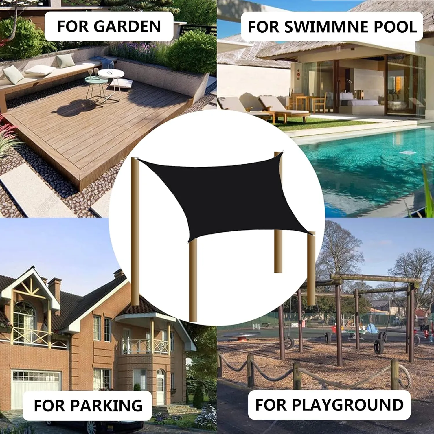 Sunscreen Sunshade Awning, Shade Sails Rectangular, Wind-Proof Sun-Proof Sunshade Canopy for Patio, Garden, Backyard, Outdoor Facility & Activities (Color 15 4x4m/13.1x13.1ft)
