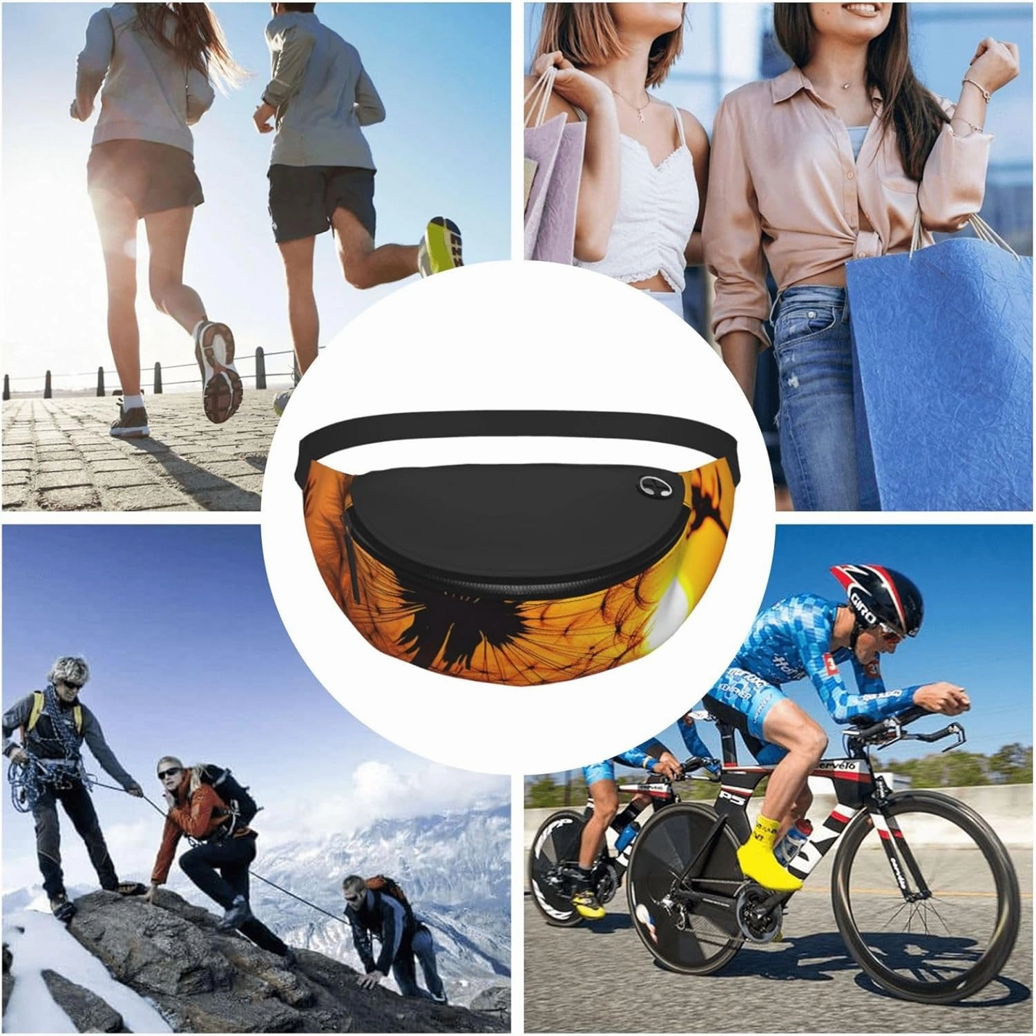 Sunset Dandelion Fanny Pack for Man Women Waist Bag Adjustable Belt Casual Chest Bag Bum Bags for Travel Sports Running Hiking Waist Packs