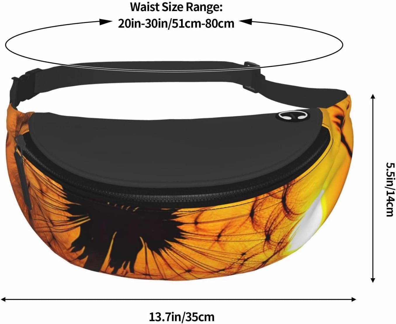 Sunset Dandelion Fanny Pack for Man Women Waist Bag Adjustable Belt Casual Chest Bag Bum Bags for Travel Sports Running Hiking Waist Packs