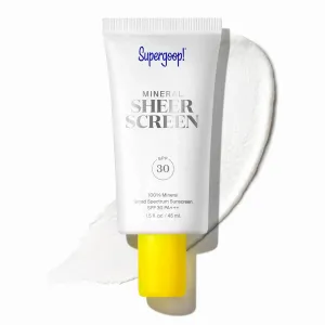 Supergoop! Mineral Sheerscreen SPF 30 PA   , 1.5 fl oz - 100% Mineral, Broad Spectrum Face Sunscreen   Primer   Helps Filter Blue Light - Satin Finish - For All Skin Types