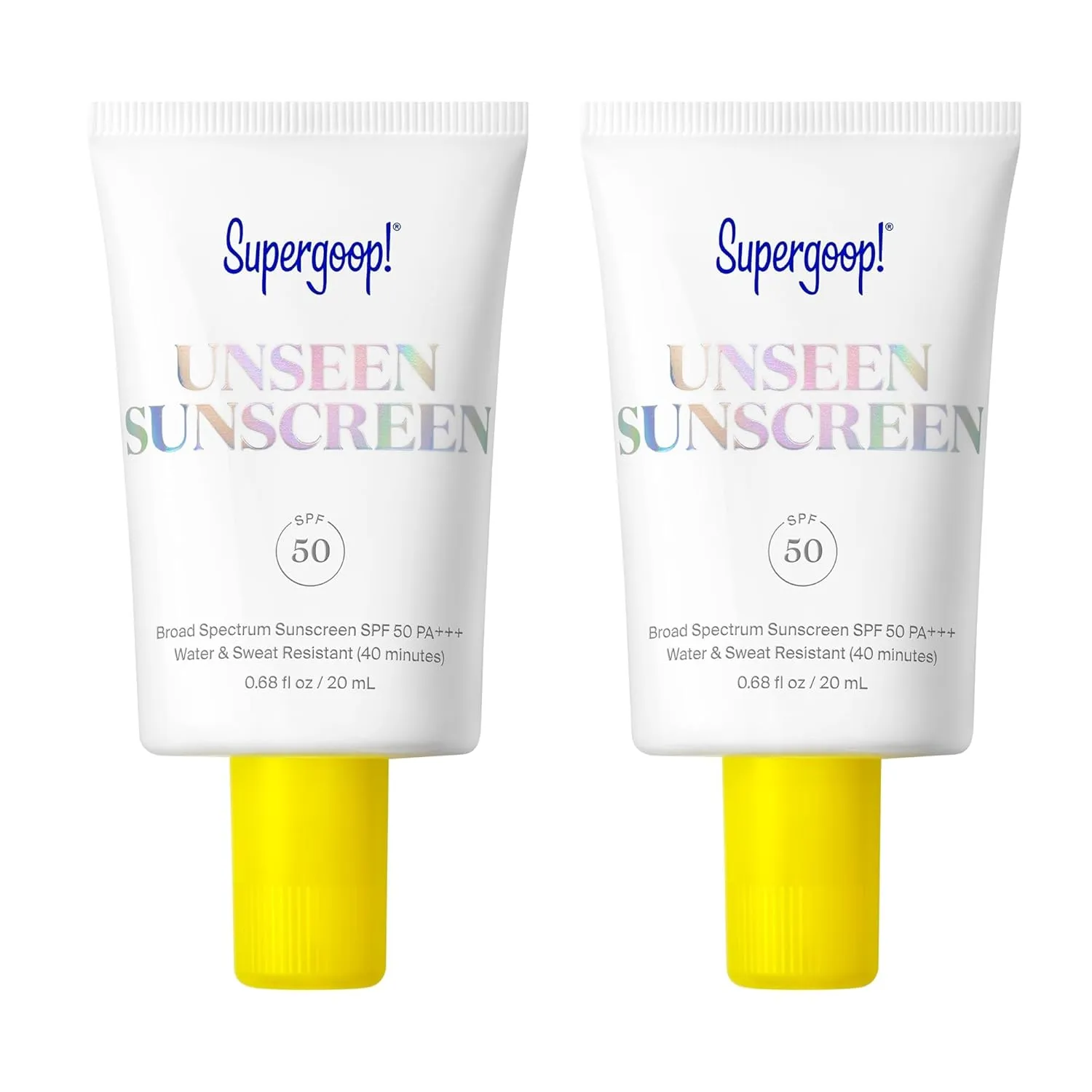 Supergoop! Unseen Sunscreen SPF 50 Invisible Sun Protection for Face - Broad Spectrum Face Sunscreen   Makeup-Gripping Primer - Weightless, Scentless, Oil Free - All Skin Types - 0.68 fl oz, 2 Pack