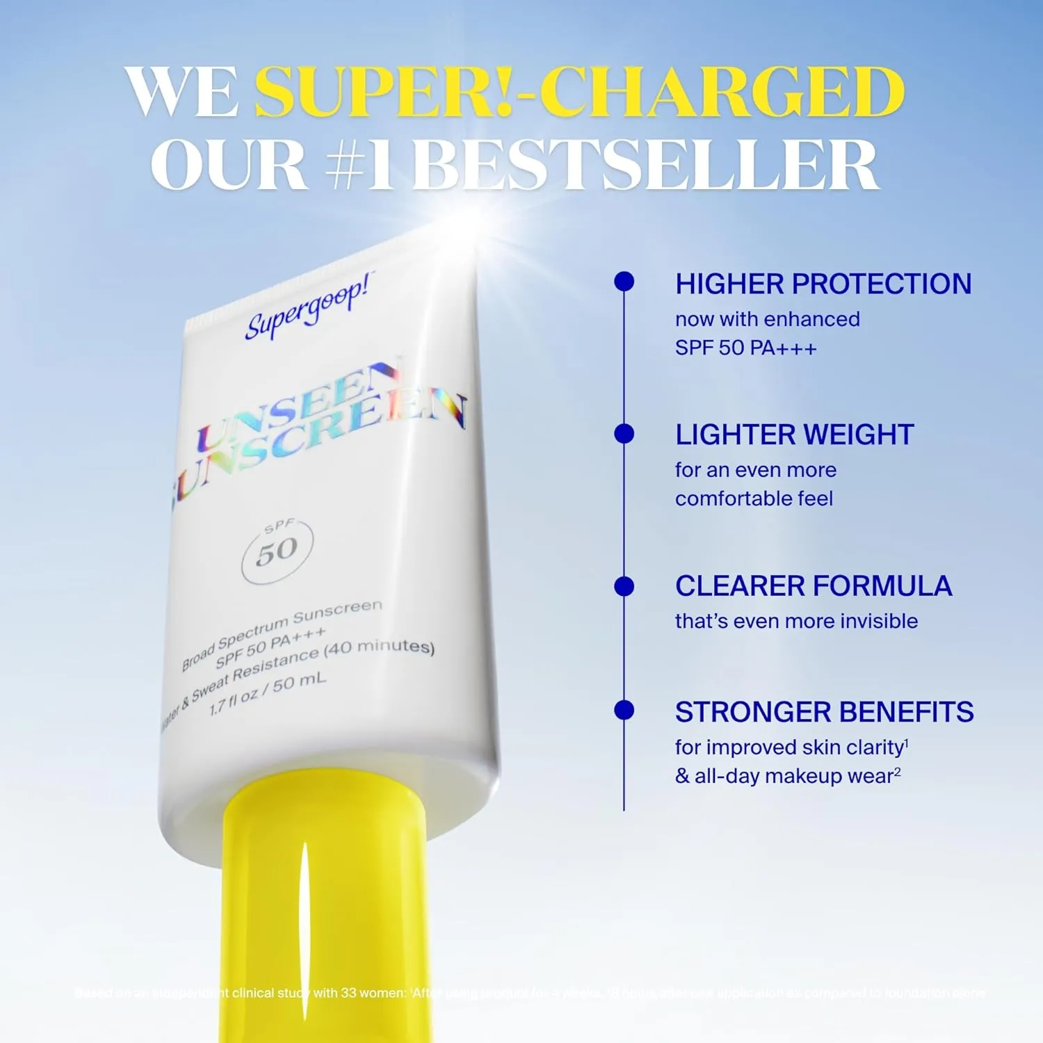 Supergoop! Unseen Sunscreen SPF 50 Invisible Sun Protection for Face - Broad Spectrum Face Sunscreen   Makeup-Gripping Primer - Weightless, Scentless, Oil Free - For All Skin Types - 2.5 fl oz