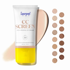 Supergoop! CC Screen - SPF 50 PA     CC Cream, 100% Mineral Color-Corrector & Broad Spectrum Sunscreen - Tinted Moisturizer, Concealer & Buildable Coverage Foundation - 1.6 fl oz
