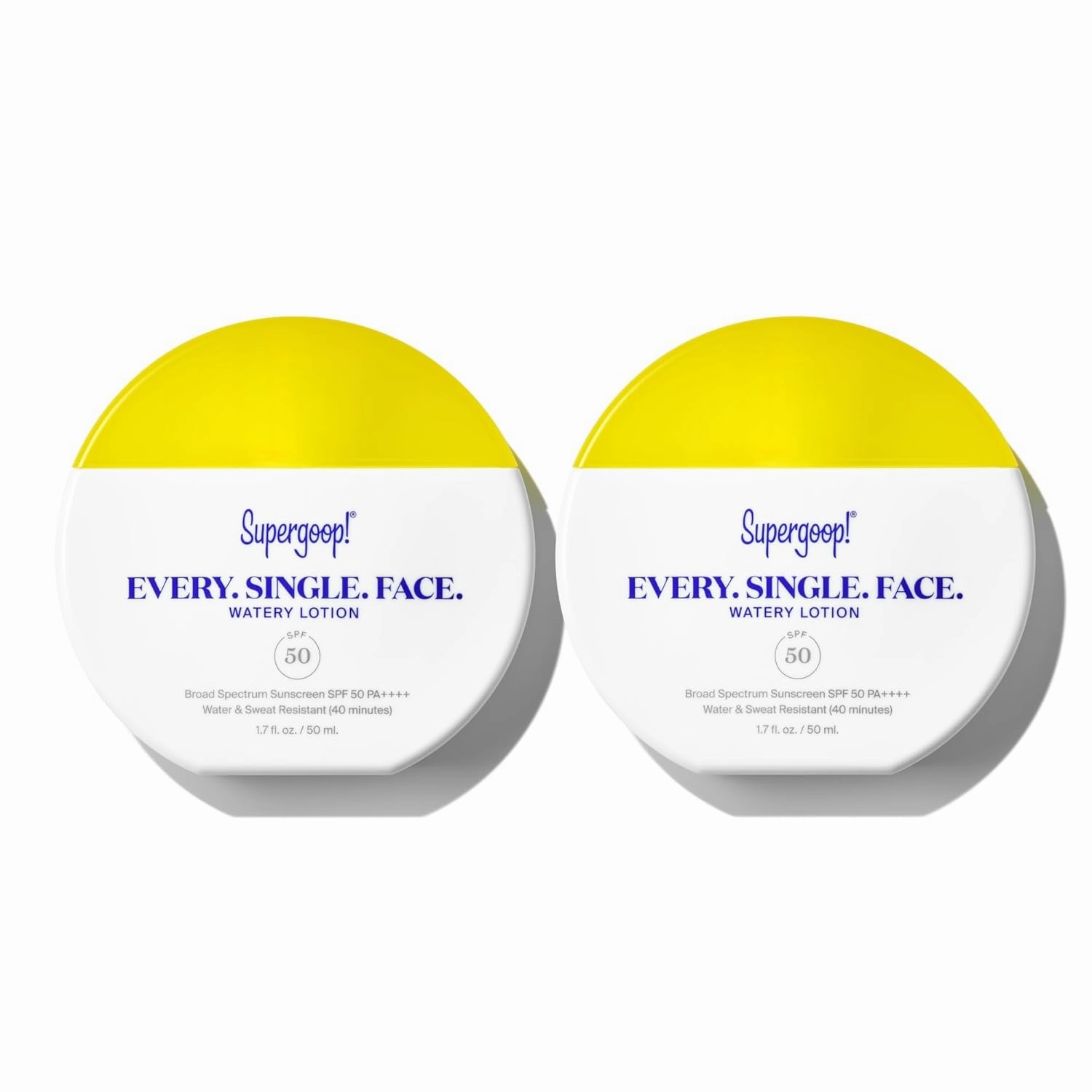 Supergoop! Every. Single. Face. Watery Lotion - 1.7 fl oz - Pack of 2 - Broad Spectrum SPF 50 PA     Sunscreen Lotion - Water & Sweat Resistant - All Skin Types