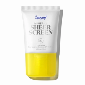 Supergoop! Mineral Sheerscreen SPF 30 PA   , 0.5 fl oz - 100% Mineral, Broad Spectrum Face Sunscreen   Primer   Helps Filter Blue Light - Satin Finish - For All Skin Types