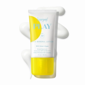 Supergoop! PLAY 100% Mineral Lotion - 1 fl oz - Broad Spectrum SPF 50 Sunscreen for Face & Body - Lightweight, Fast Absorbing   Water-Resistant - With Green Algae