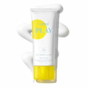 Supergoop! PLAY 100% Mineral Lotion - 3.4 fl oz - Broad Spectrum SPF 50 Sunscreen for Face & Body - Lightweight, Fast Absorbing   Water-Resistant - With Green Algae