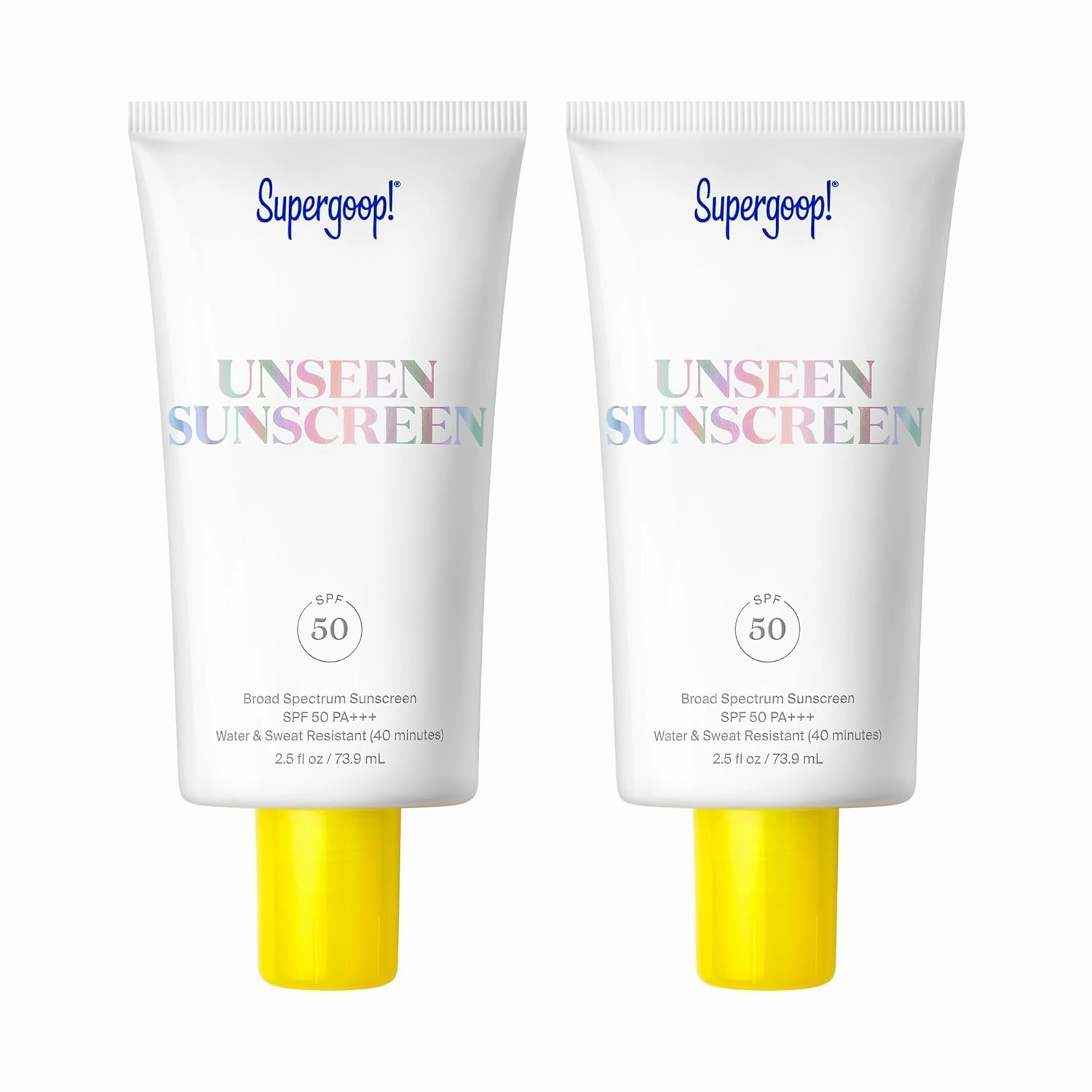 Supergoop! Unseen Sunscreen SPF 50 Invisible Sun Protection for Face - Broad Spectrum Face Sunscreen   Makeup-Gripping Primer - Weightless, Scentless, Oil Free - All Skin Types - 2.5 fl oz, 2 Pack