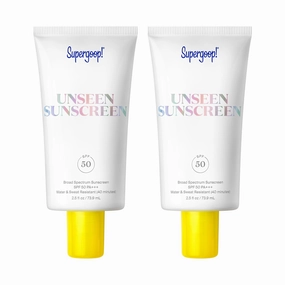 Supergoop! Unseen Sunscreen SPF 50 Invisible Sun Protection for Face - Broad Spectrum Face Sunscreen   Makeup-Gripping Primer - Weightless, Scentless, Oil Free - All Skin Types - 2.5 fl oz, 2 Pack