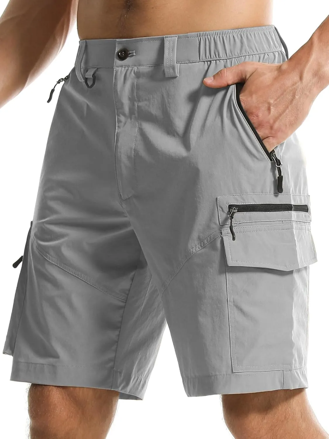 Surenow Men's Hiking Cargo Shorts with Quick Dry, Breathable Fabric, Pockets, and Zipper Closure - Blue, Size Large