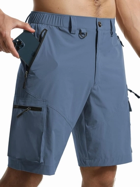 Surenow Men's Hiking Cargo Shorts with Quick Dry, Breathable Fabric, Pockets, and Zipper Closure - Blue, Size Large