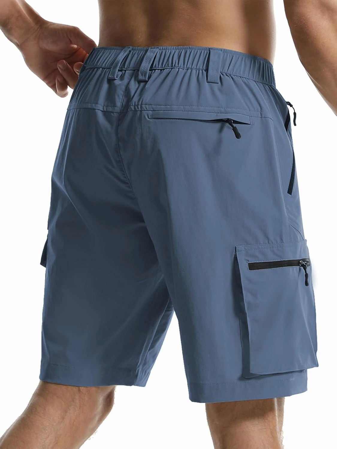 Surenow Men's Hiking Cargo Shorts with Quick Dry, Breathable Fabric, Pockets, and Zipper Closure - Blue, Size Large