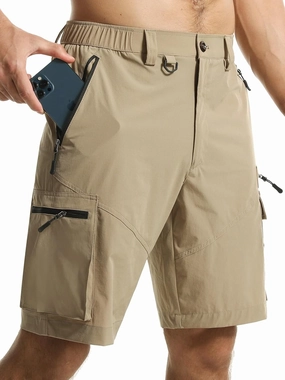 Surenow Men's Hiking Cargo Shorts with Quick Dry, Breathable Fabric, Pockets, and Zipper Closure - Blue, Size Large