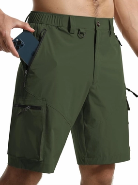 Surenow Men's Hiking Cargo Shorts with Quick Dry, Breathable Fabric, Pockets, and Zipper Closure - Blue, Size Large