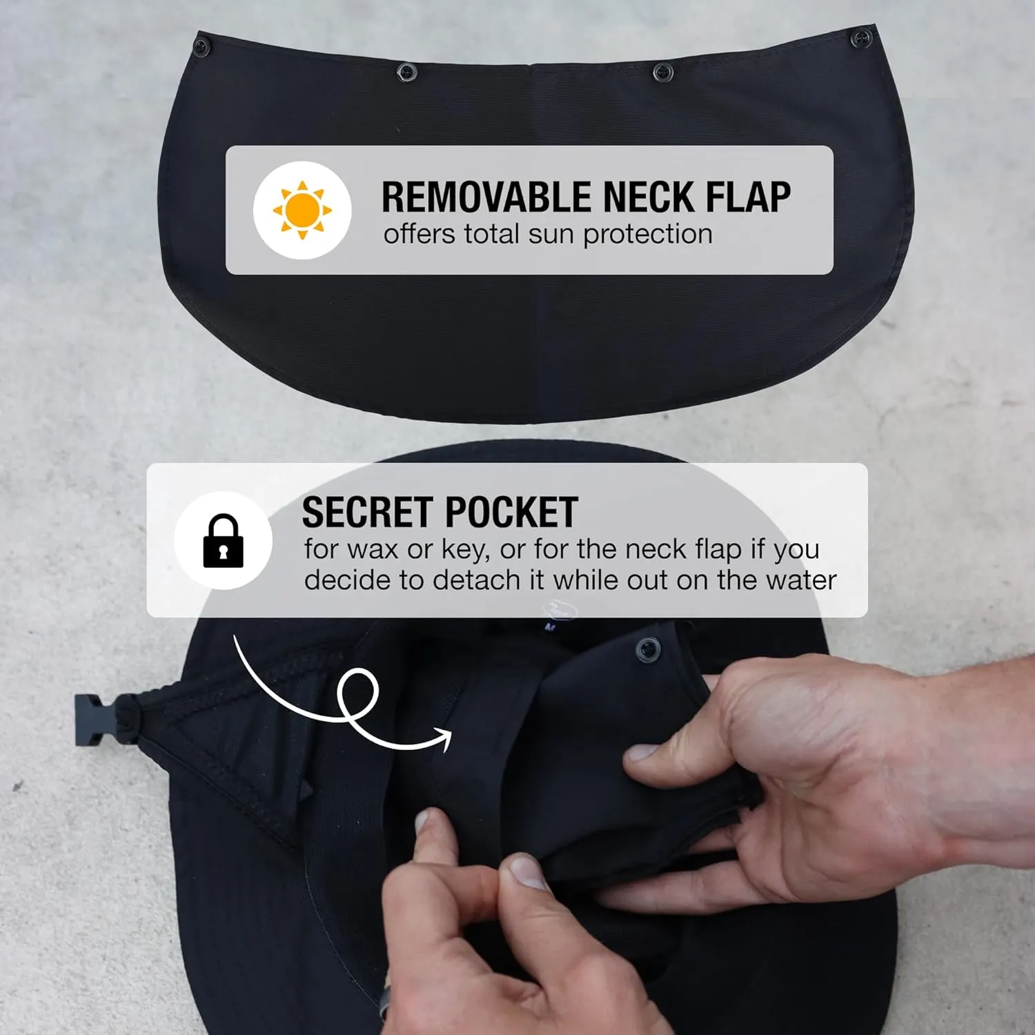 Surf Bucket Hat with Chin Straps for Surfing, SUP, and Watersports