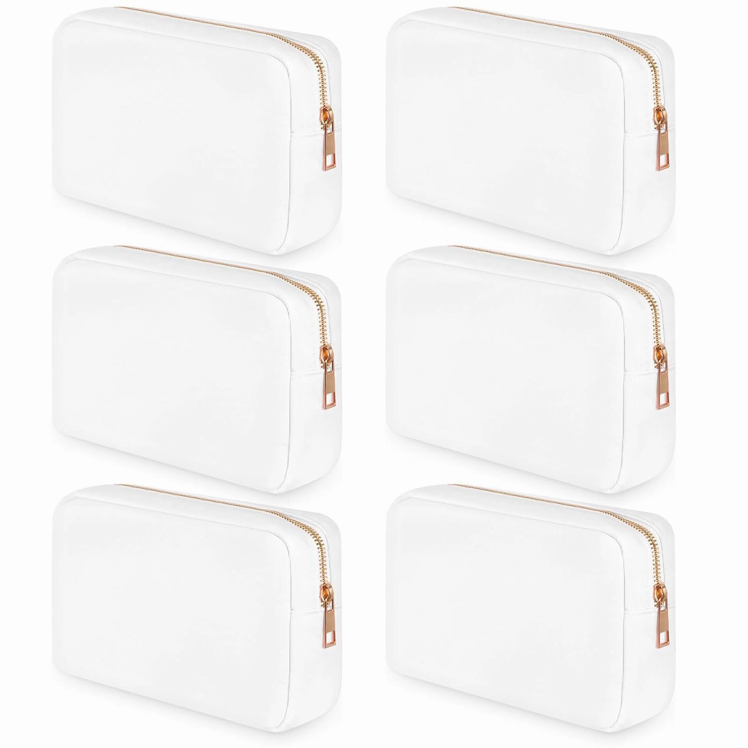 Sweetude 6 Pcs Nylon Makeup Bag Travel Nylon Pouch Zipper Cosmetic Bag for Purse Women Girls Organizer Makeup Pouch for Birthday Wedding Mother's Day Graduation Gifts(M,White)