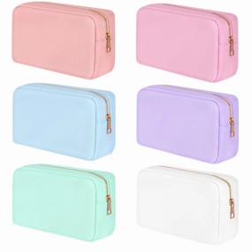 Sweetude 6 Pcs Nylon Makeup Bag Travel Nylon Pouch Zipper Cosmetic Bag for Purse Women Girls Organizer Makeup Pouch for Birthday Wedding Mother's Day Graduation Gifts(XL,Assorted Color)
