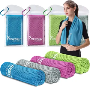 SYOURSELF Cooling Towels for Neck and Face, 4 Pack 40" x 12" Cooling Towel for Hot Weather, Soft Breathable Instant Cool Chilly Pad for Sports Golf Yoga Gym Athletes Camping Ice Towels