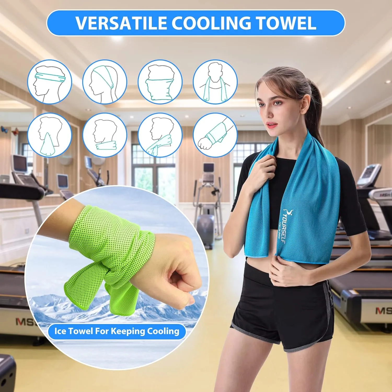 SYOURSELF Cooling Towels for Neck and Face, 4 Pack 40" x 12" Cooling Towel for Hot Weather, Soft Breathable Instant Cool Chilly Pad for Sports Golf Yoga Gym Athletes Camping Ice Towels