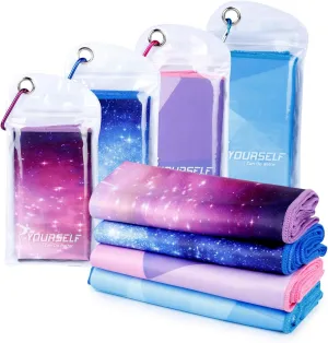 SYOURSELF Cooling Towels for Neck and Face, 4 Pack 40" x 12" Cooling Towel for Hot Weather, Soft Breathable Instant Cool Chilly Pad for Sports Golf Yoga Gym Athletes Camping Ice Towels(Mix-4pcs)