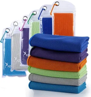 SYOURSELF Cooling Towels for Neck and Face, 6 Pack 40" x 12" Cooling Towel for Hot Weather, Soft Breathable Instant Cool Chilly Pad for Sports Golf Yoga Gym Athletes Camping Ice Towels(Mix-6pcs)