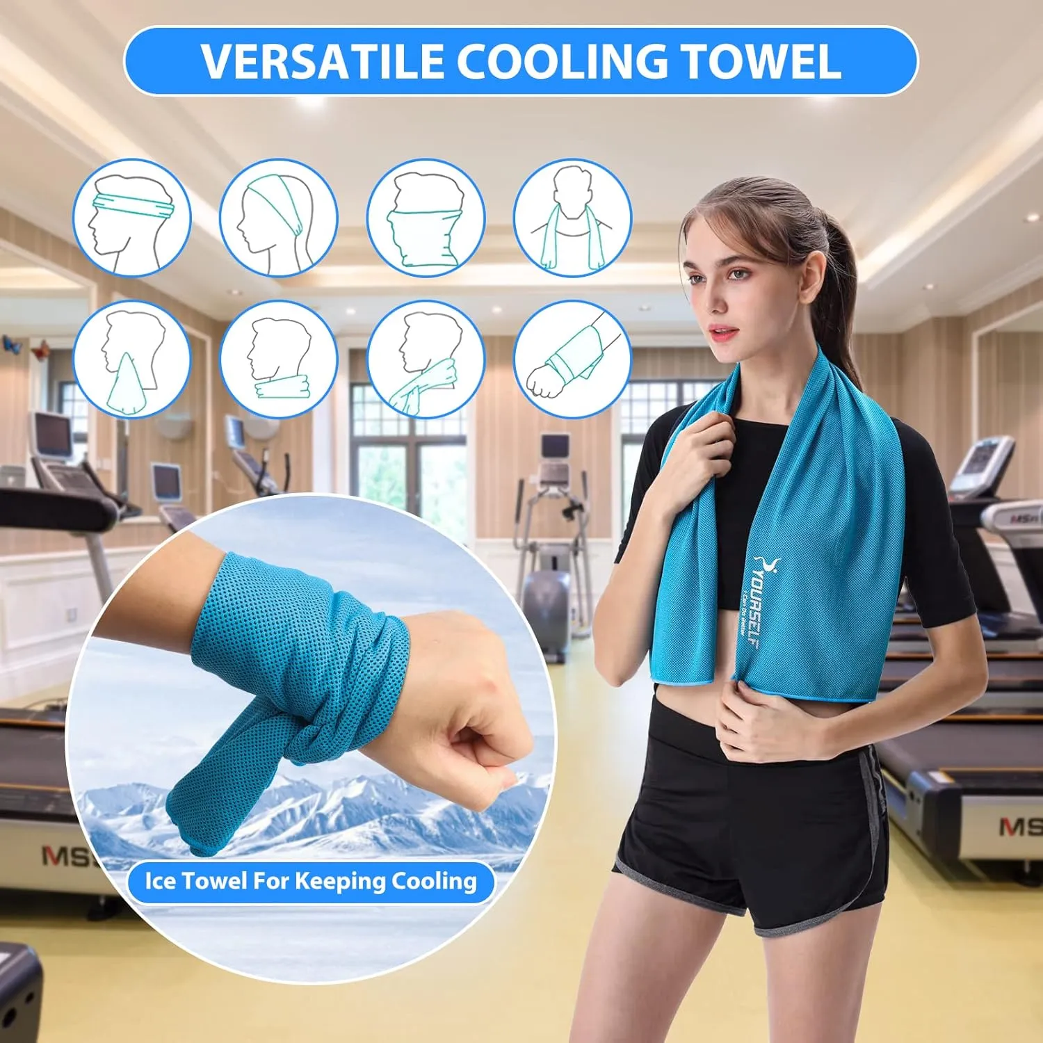 SYOURSELF Cooling Towels for Neck and Face, 6 Pack 40" x 12" Cooling Towel for Hot Weather, Soft Breathable Instant Cool Chilly Pad for Sports Golf Yoga Gym Athletes Camping Ice Towels(Mix-6pcs)