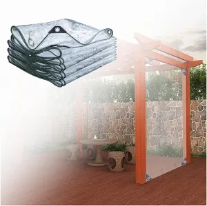 Tarpaulin Heavy Duty Waterproof, PVC Soft Glass with Eyelets, Sunscreen Keep Warm Dust-Proof Porch Canopy, Outdoor Garden, 23 Sizes(1X1.5m)