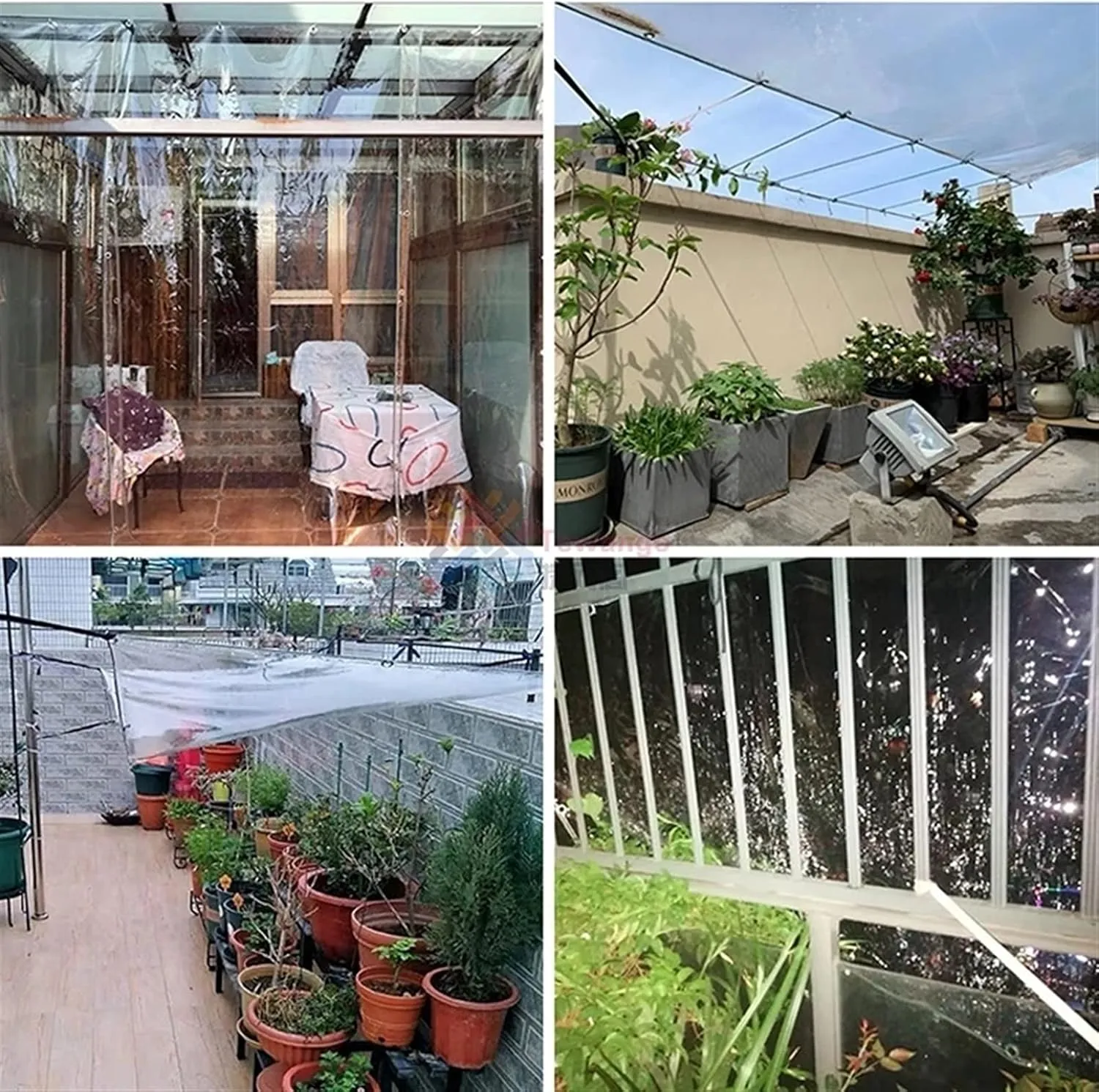 Tarpaulin Heavy Duty Waterproof, PVC Soft Glass with Eyelets, Sunscreen Keep Warm Dust-Proof Porch Canopy, Outdoor Garden, 23 Sizes(1X1.5m)