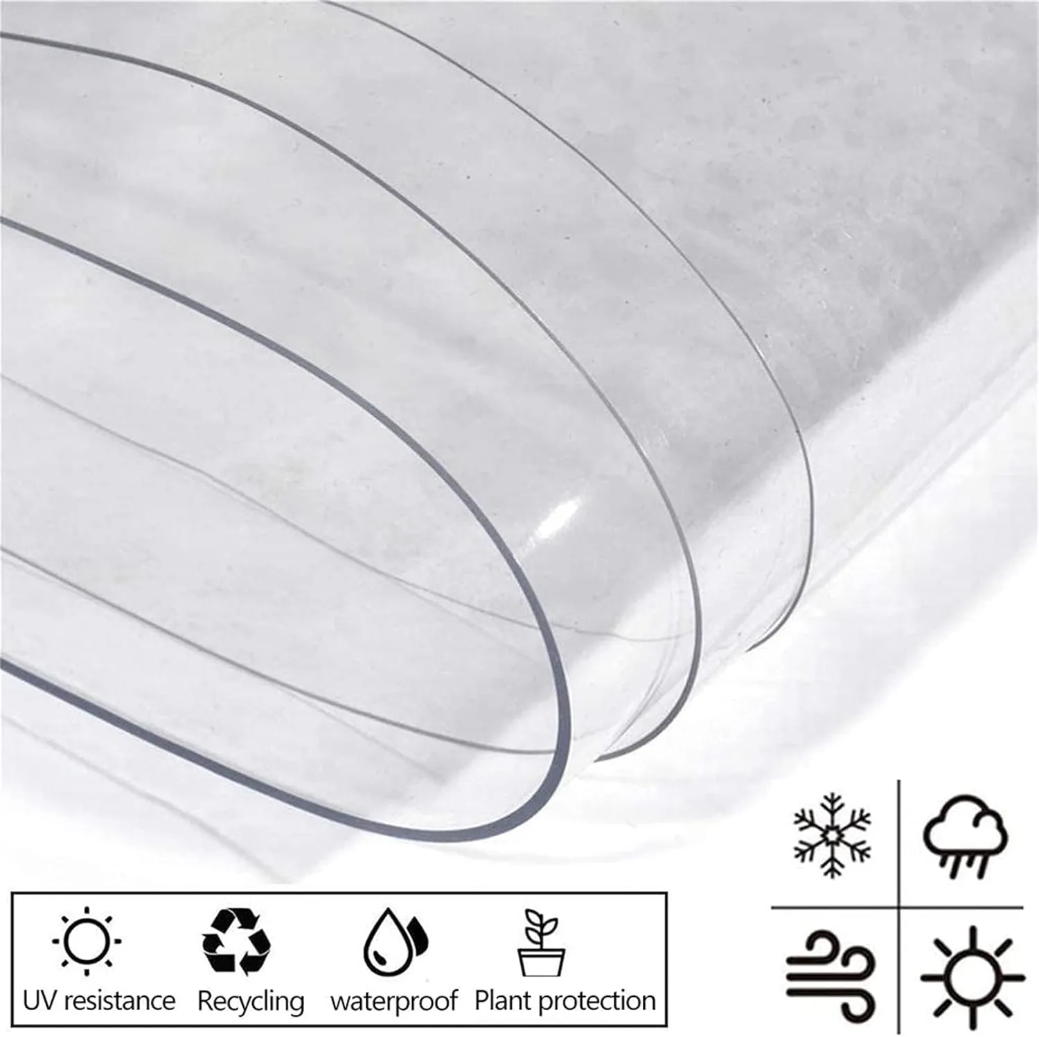 Tarpaulin Heavy Duty Waterproof, PVC Soft Glass with Eyelets, Sunscreen Keep Warm Dust-Proof Porch Canopy, Outdoor Garden, 23 Sizes(1X1.5m)
