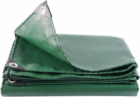 Tarpaulin, Waterproof Fireproof Heavy Duty Green Tarp Sheet Premium Quality Canvas Cover for Outdoor Camping Truck Car, 4.9X6.5ft/1.5X2m