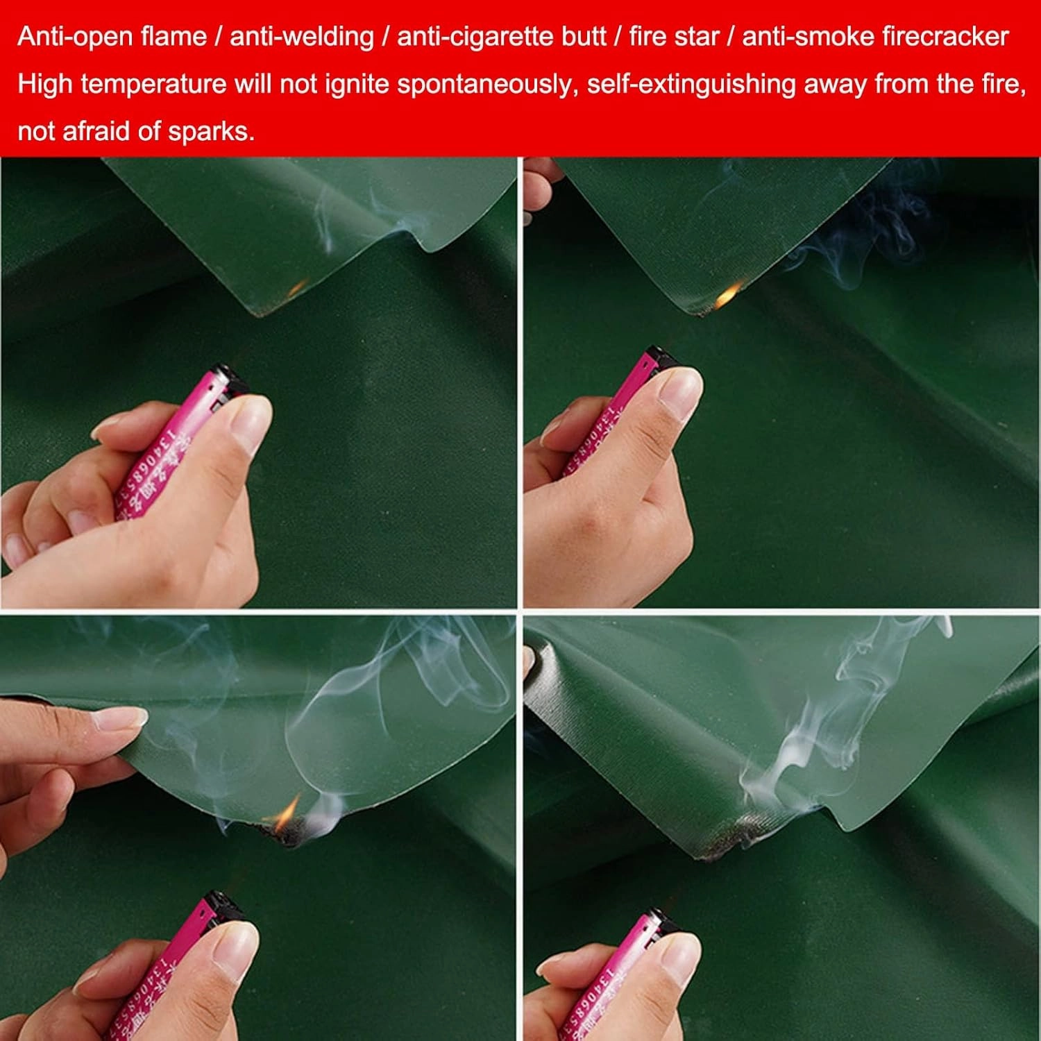 Tarpaulin, Waterproof Fireproof Heavy Duty Green Tarp Sheet Premium Quality Canvas Cover for Outdoor Camping Truck Car, 4.9X6.5ft/1.5X2m