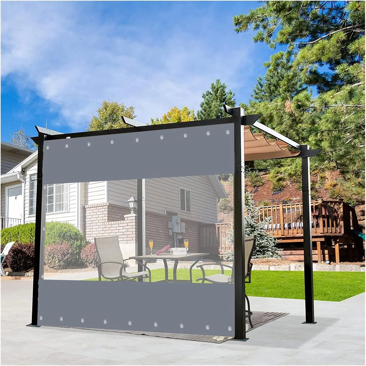 Tear Proof Tarpaulin Transparent Tarpaulin Waterproof Curtain Dustproof Sliding Curtain, for Terrace, Garden 0.5mm, Customized (Color : Clear, Size : 1x2.5m)