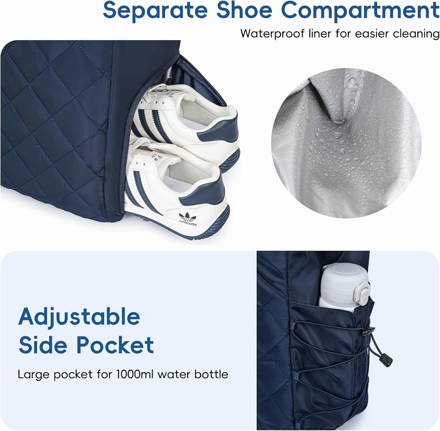 Tennis Tote Bag with Shoe Compartment - Extra-Large Quilted Pickleball Bag Holds 2-4 Rackets, Water-Resistant & Lightweight for Men & Women