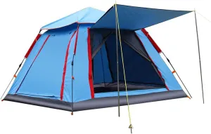 Tent Canopy for Camping Automatic Waterproof Tents 3-4 People Beach High-Density Silver Rubber Fabric Camping Tent Family Outdoor Picnic (Color : Sky Blue, Size : 240 * 240 * 154CM)