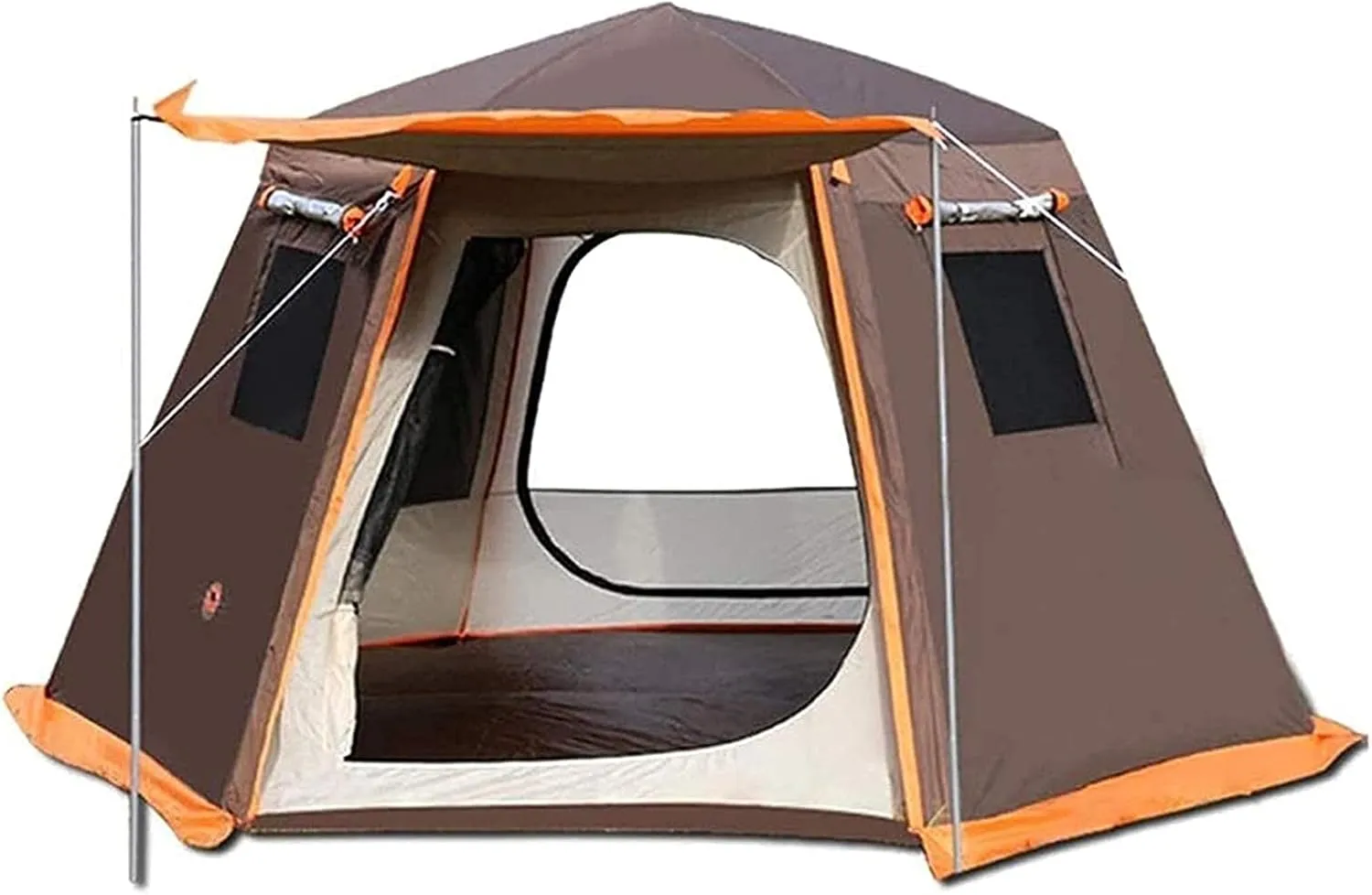 Tent,Camping Ultra Light Backpack Waterproof and Windproof Dome pop-up Double Thick Aluminum Pole Suitable Color:Brown,Size:330x330x195cm
