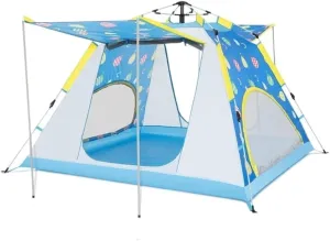Tents for Camping Automatic Pop Up Tent 4 Person with Sunscreen Coating Waterproof Instant Tent for Camping Hiking Outdoor Tent Beach Tent (Color : Blue, Size : 210 * 210 * 140cm)
