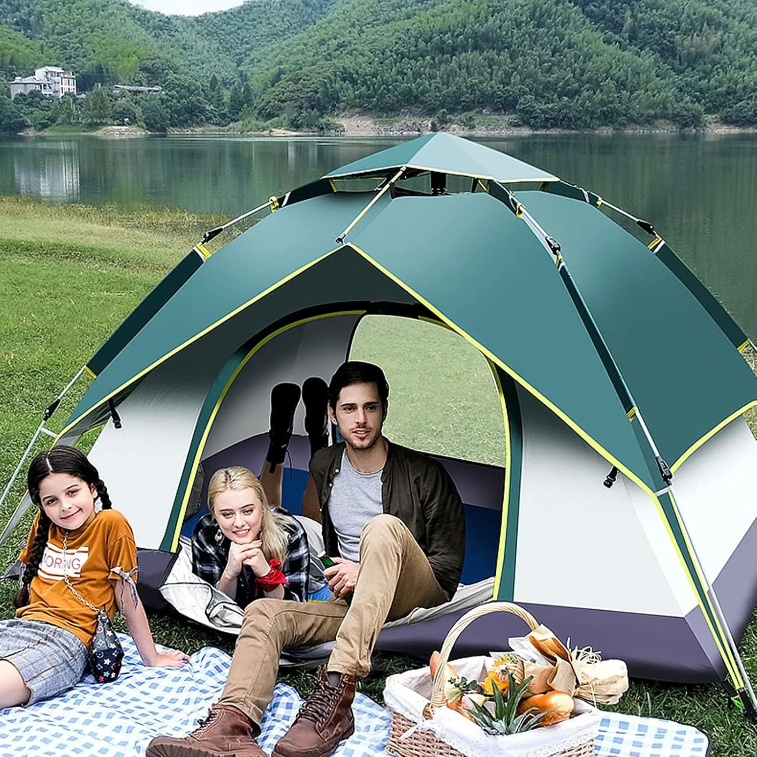 Tents, Pop up Tent, Camping Tent, Family Tent, Lightweight Aluminum Pole Backpacking Tent Can be Set Up Quickly, Great for Hiking