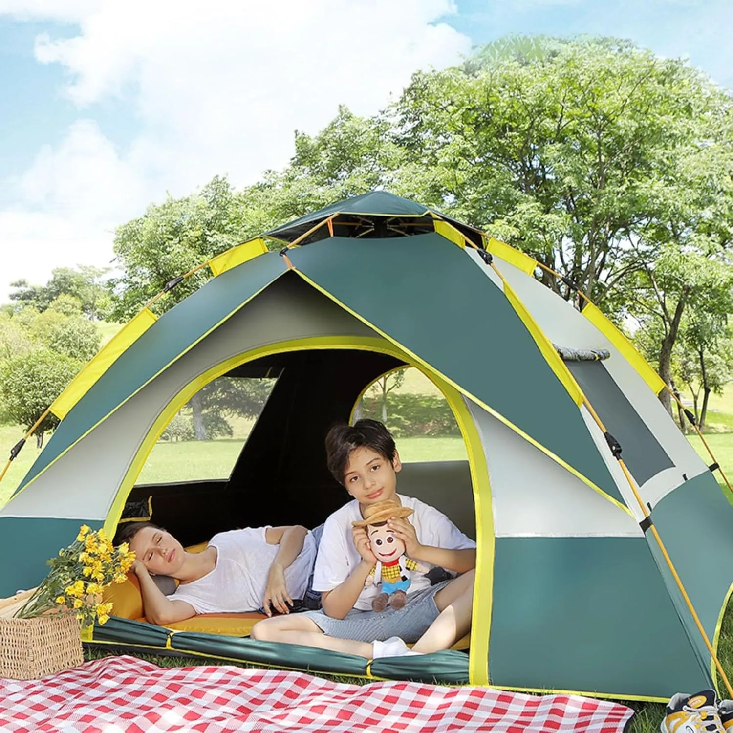 Tents, Pop up Tent, Camping Tent, Family Tent, Lightweight Aluminum Pole Backpacking Tent Can be Set Up Quickly, Great for Hiking