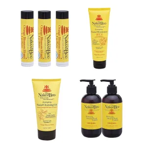 The Naked Bee 2.5oz Vitamin C Facial Moisturizer SPF 30   Orange Blossom Honey Everyday Facial Cleansing Gel 5.5oz   Orange Blossom Honey & Body Lotion 8oz   Orange Blossom Honey Lip Balms