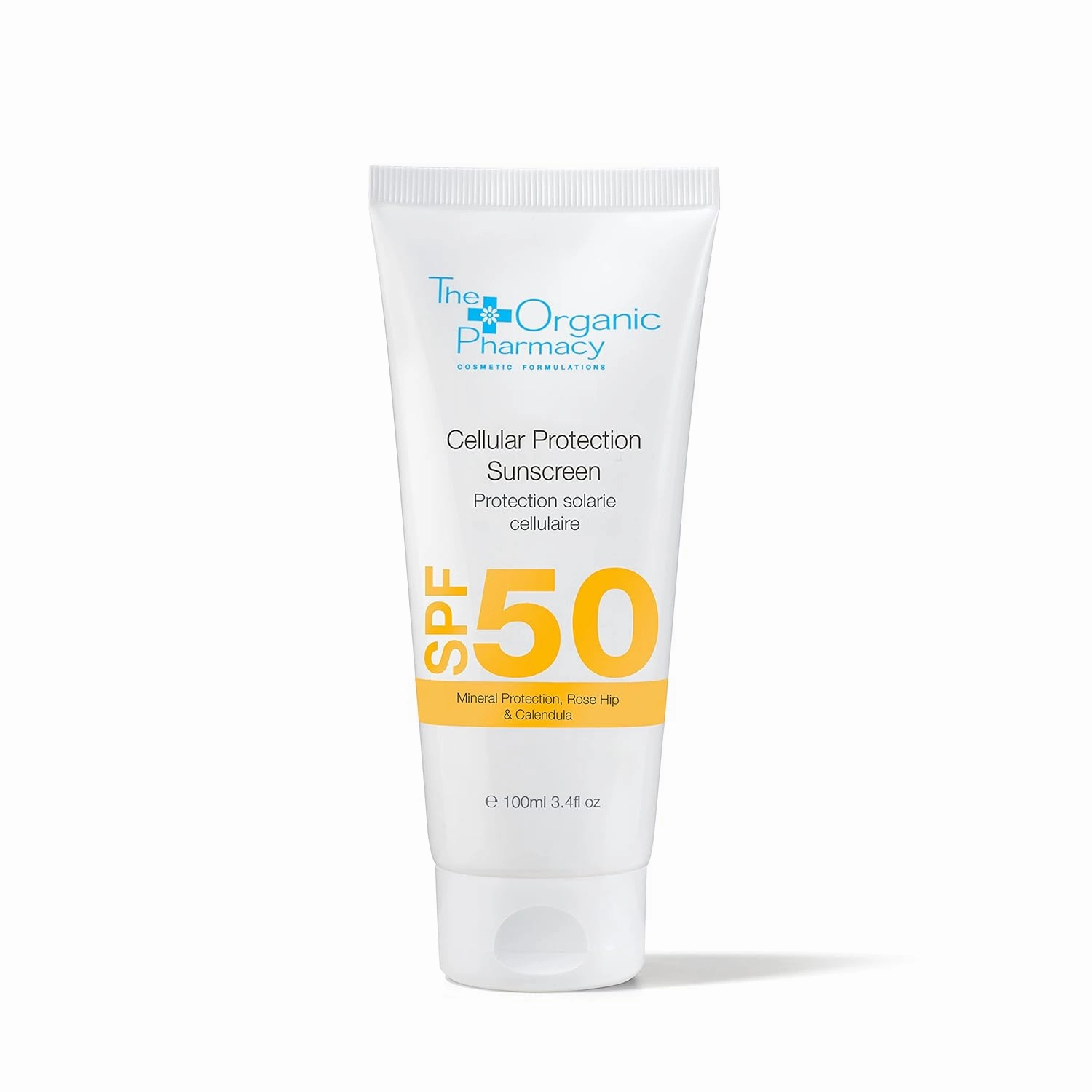 The Organic Pharmacy Cellular Protection Sunscreen SPF 50 for Face & Body - Mineral Sunshield to Block Both UVA & UVB - Vitamin-rich Natural Antioxidants - Light, Non-Flaky, Non-Greasy - 3.4 oz 100 ml