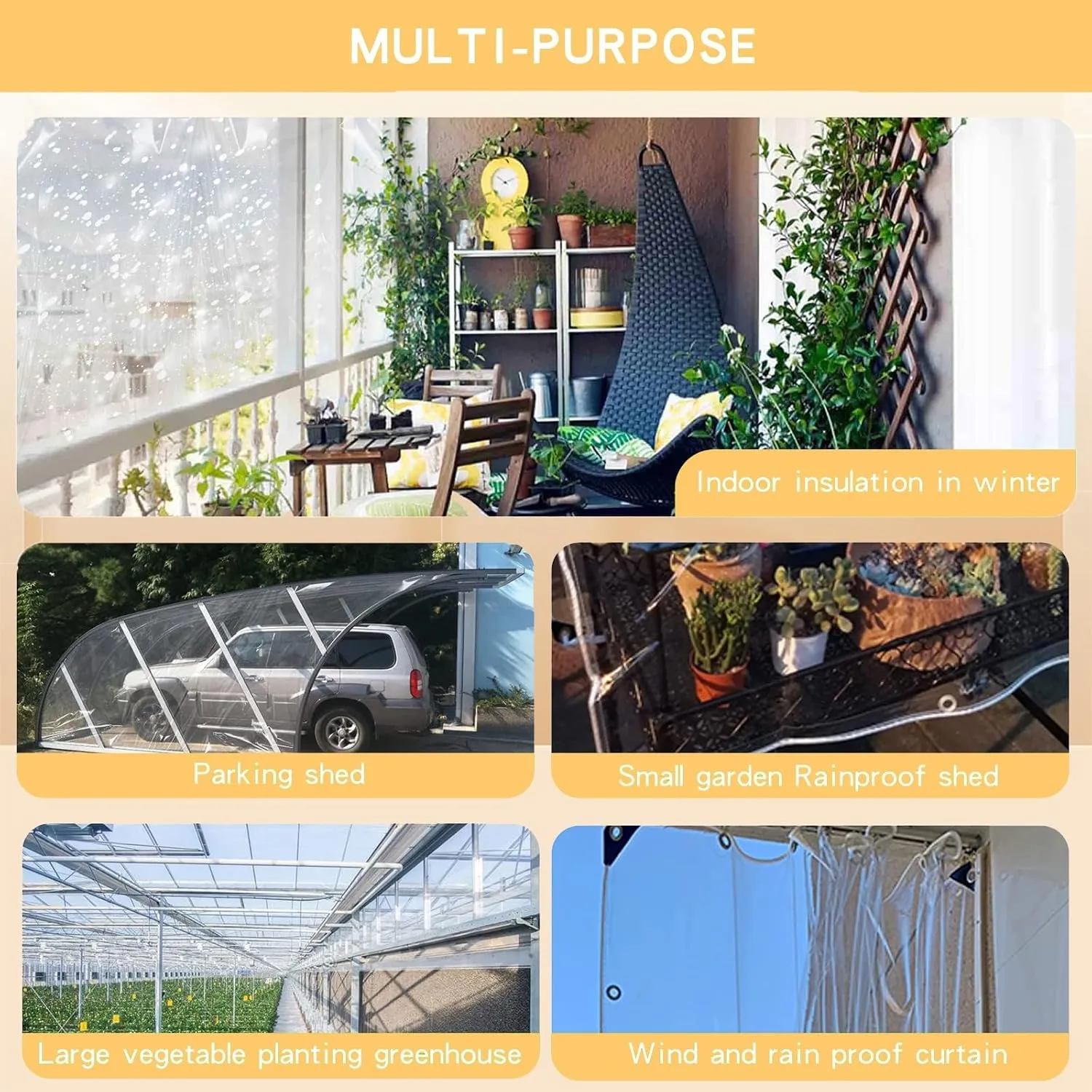 Thicken Clear Tarp Waterproof,Heavy-Duty Waterproof Clear Tarpaulin,Dog Kennel Roof Canopy Outdoor,PVC Transparent Tarpaulin,Pvc Clear Tarpaulin,Groundsheet, Outdoor Polyethylene Sheeting(9*2