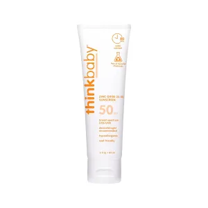 Thinkbaby SPF 50  Baby Mineral Sunscreen – Safe, Natural Sunblock for Babies - Water Resistant Sun Cream – Broad Spectrum UVA/UVB Sun Protection – Vegan Baby Sunscreen Lotion, 3 Oz.