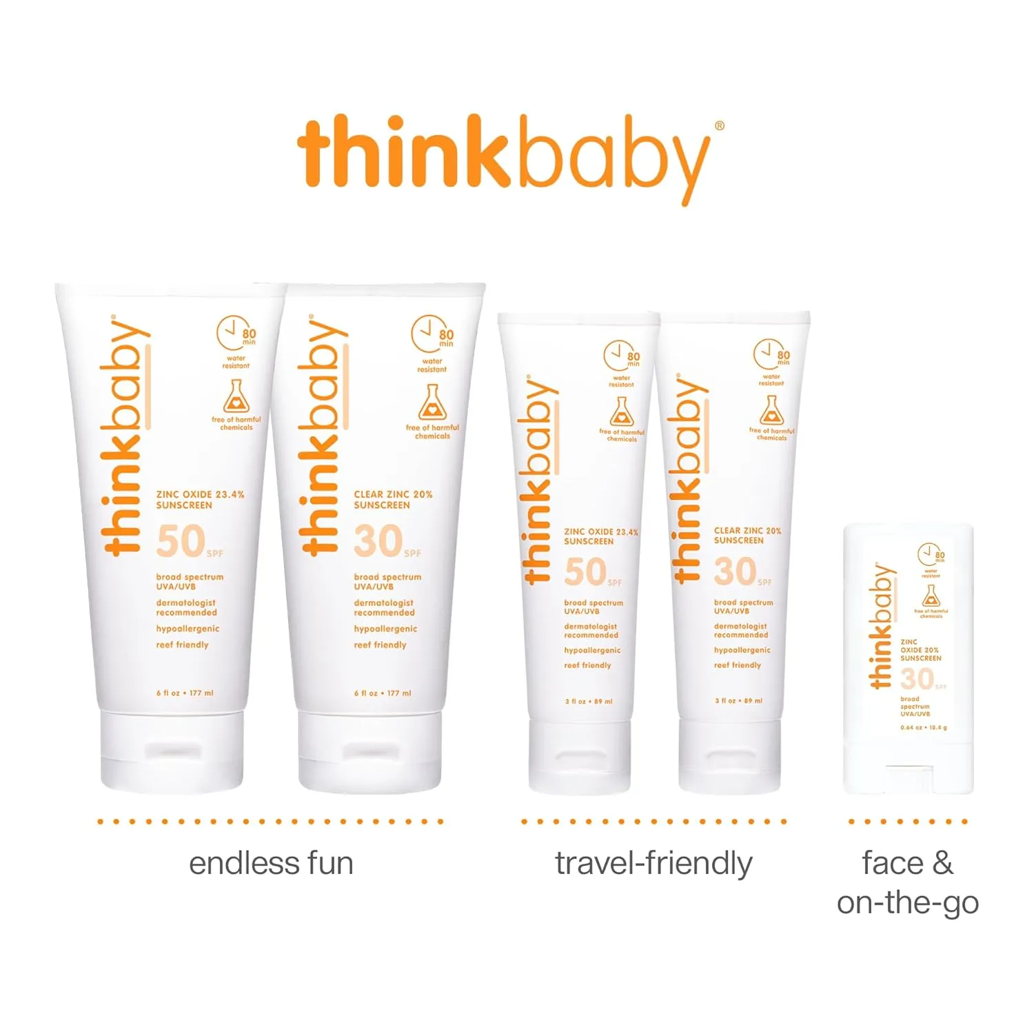 Thinkbaby SPF 50  Baby Mineral Sunscreen – Safe, Natural Sunblock for Babies - Water Resistant Sun Cream – Broad Spectrum UVA/UVB Sun Protection – Vegan Baby Sunscreen Lotion, 3 Oz.