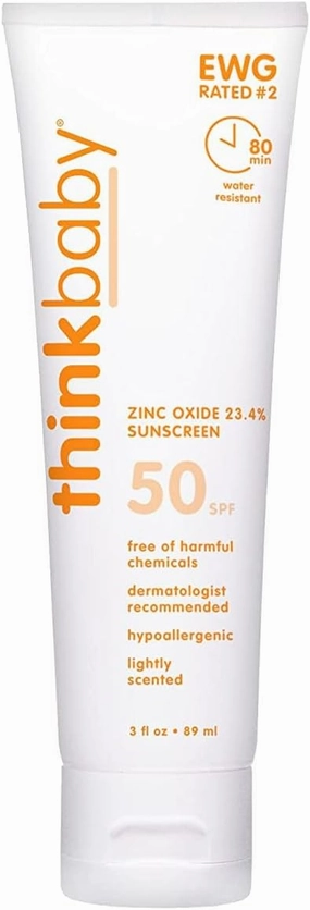 Thinkbaby Safe Sunscreen SPF 50, 3oz (Pack of 3)