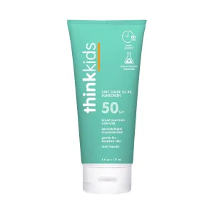 Thinksport Kids SPF 50  Mineral Sunscreen – Safe, Natural Sunblock for Children - Water Resistant Sun Cream – Broad Spectrum UVA/UVB Sun Protection – Reef Friendly Lotion, 6oz