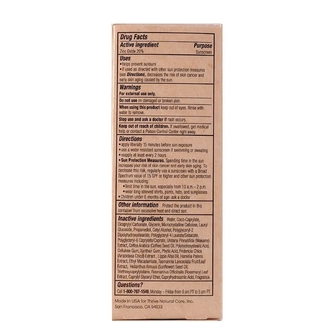 Thrive Natural Care Moisturizing Mineral Face Sunscreen SPF 30, 2 Ounces, Lightweight Moisturizer Broad-Spectrum Natural Face Sunblock with Clear Zinc Oxide & Antioxidants, Vegan Non Greasy, Pack of 2