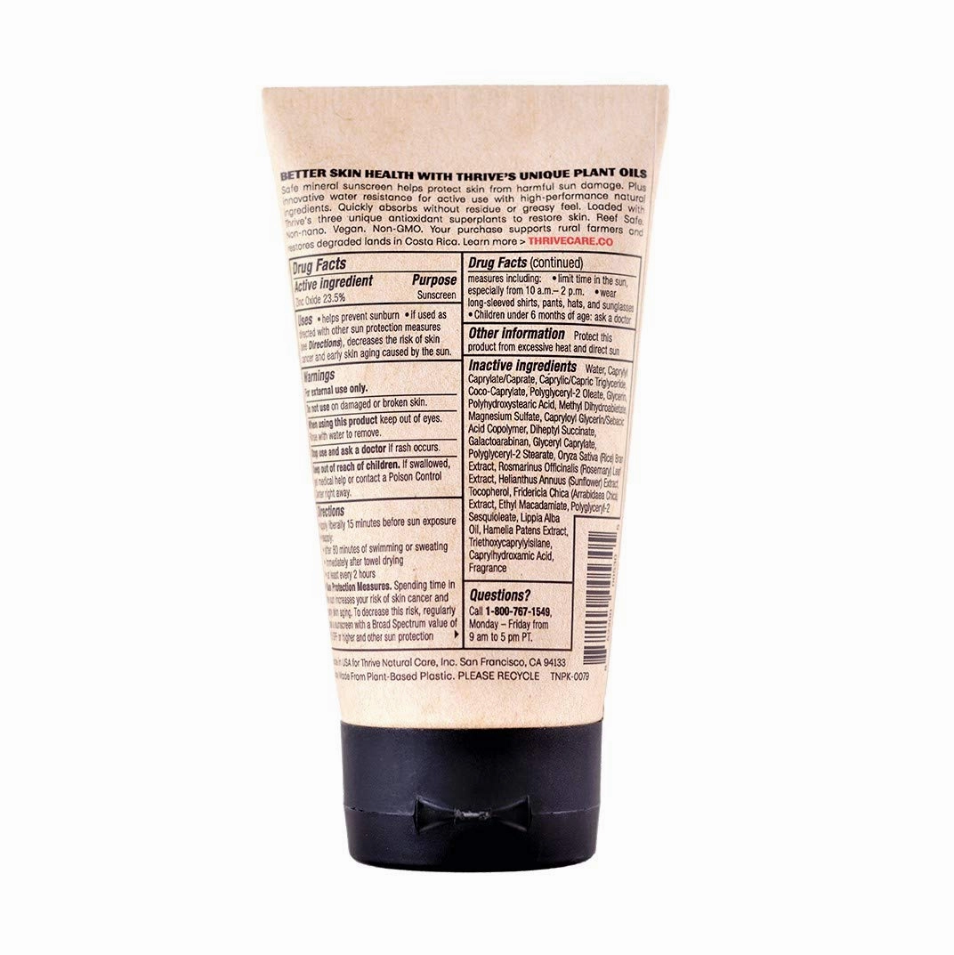 Thrive Reef Safe Sunscreen SPF50 - Hawaii 104 Reef Act Compliant - Mineral Sunscreen Non-Nano Zinc Oxide - Vegan, (5.8 Oz (Pack of 1))