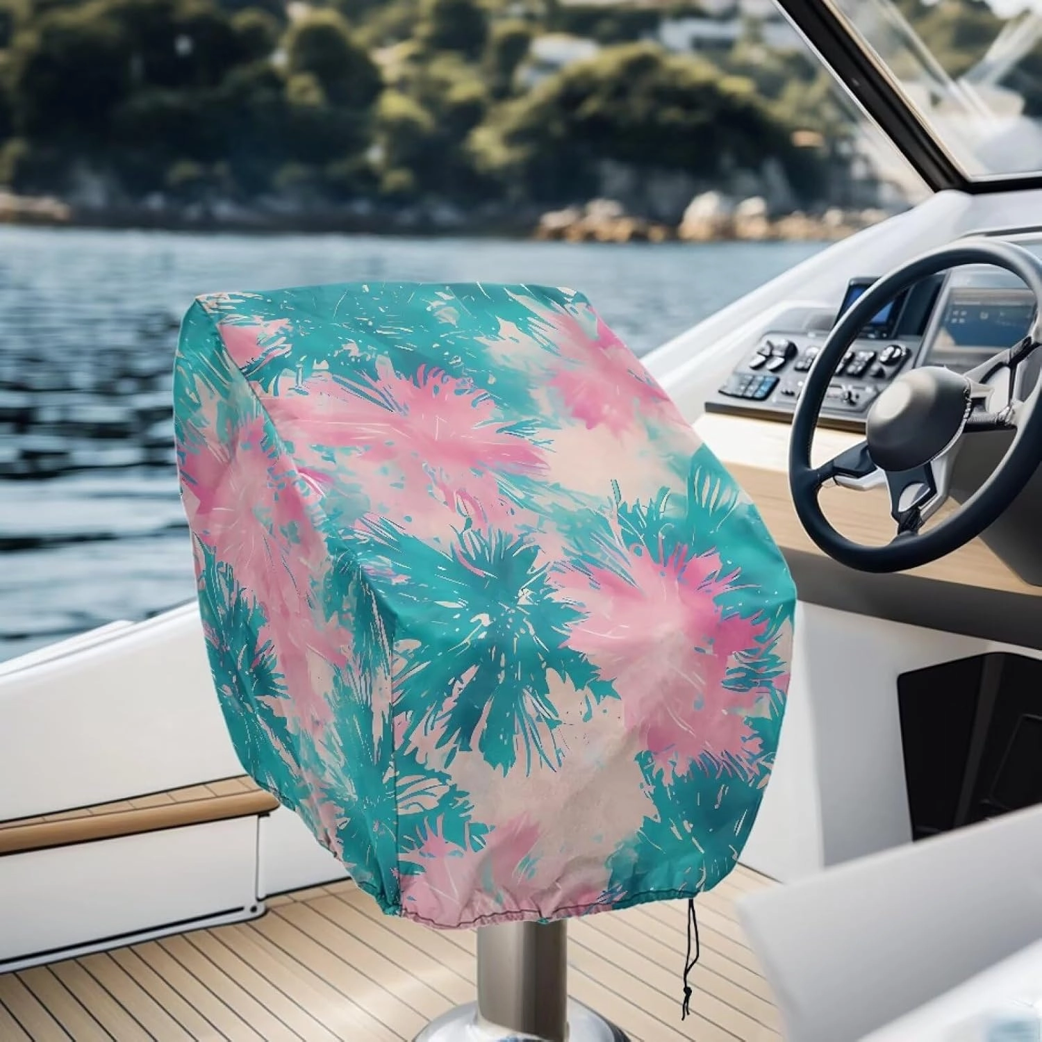 Tie Dying Boat Folding Seat Cover Silver-Plated Polyester Weather Resistant Material Captain's Chair Cover Full Length Protection for Your Boat Seat Cover