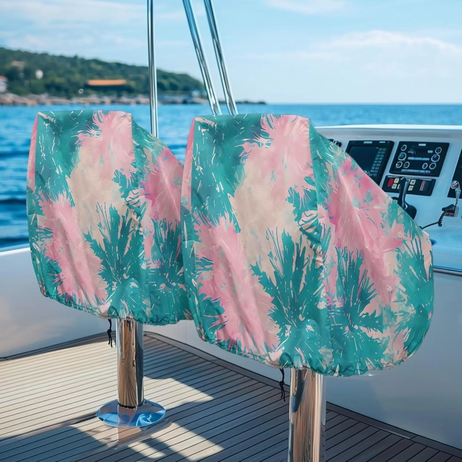 Tie Dying Boat Folding Seat Cover Silver-Plated Polyester Weather Resistant Material Captain's Chair Cover Full Length Protection for Your Boat Seat Cover